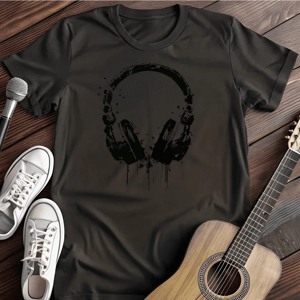 Printify T-Shirt Black / S Headphone Dripping T Shirt