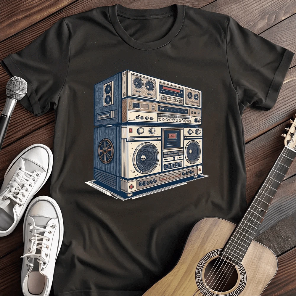 Printify T-Shirt Black / S Stacked Stereo T Shirt