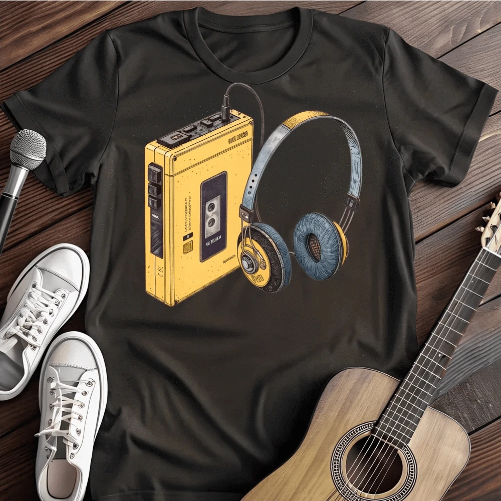 Printify T-Shirt Black / S Walkman T Shirt
