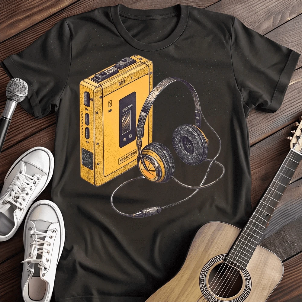 Printify T-Shirt Black / S Yellow Walkman T Shirt