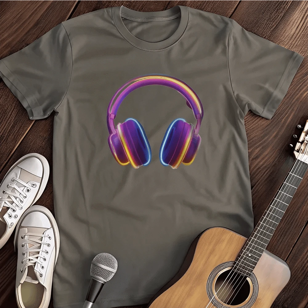 Printify T-Shirt Charcoal / S Glowing Headphones T Shirt