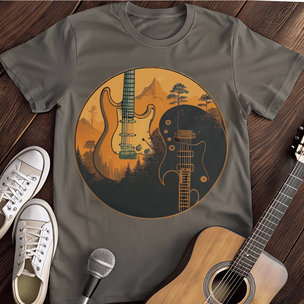 Printify T-Shirt Charcoal / S Yin Yang Guitar T-Shirt
