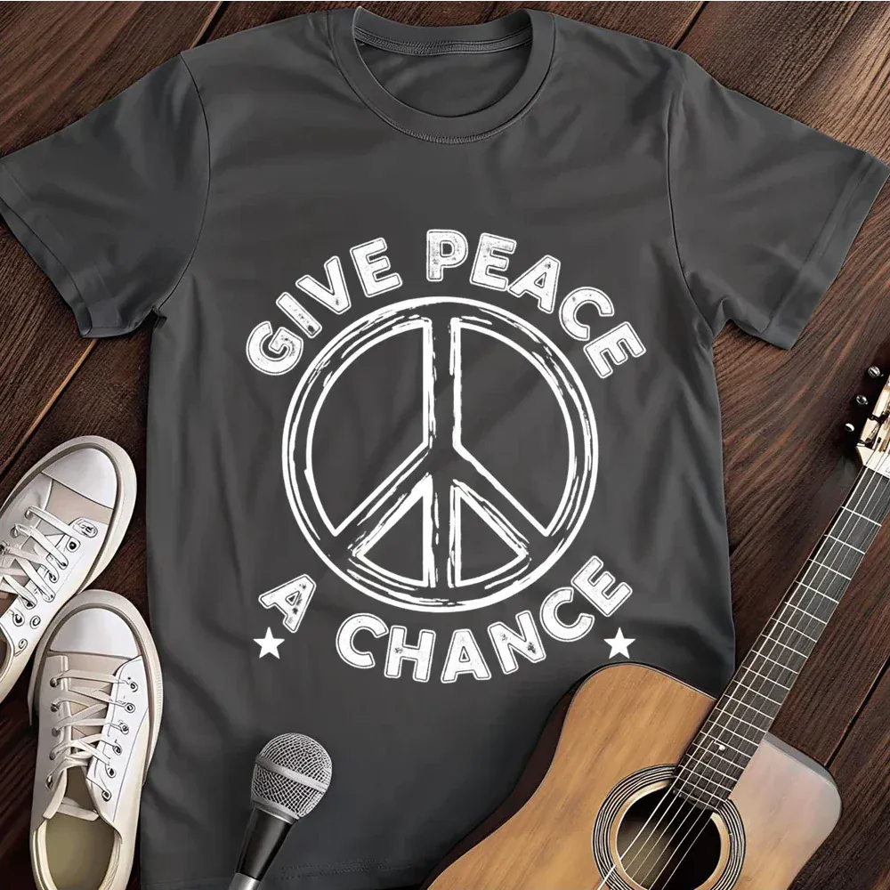 Printify T-Shirt Dark Heather / S Give Peace A Chance T Shirt