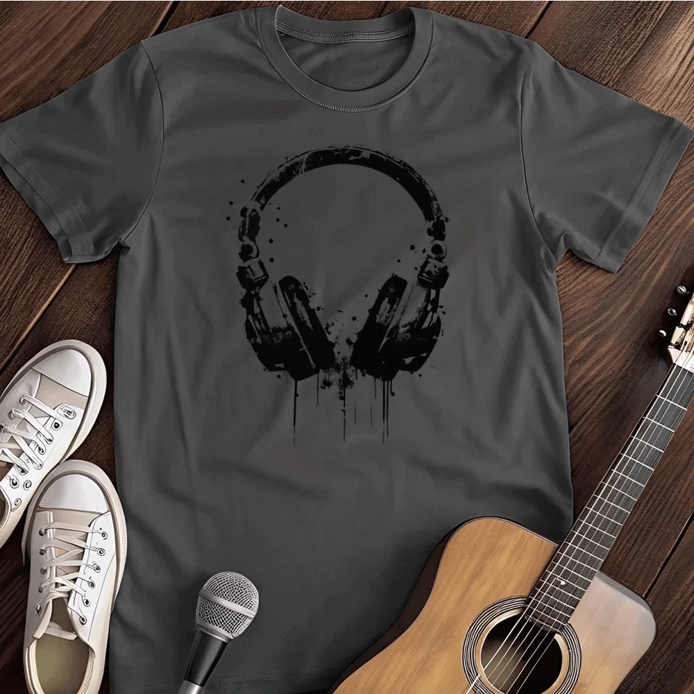 Printify T-Shirt Dark Heather / S Headphone Dripping T Shirt