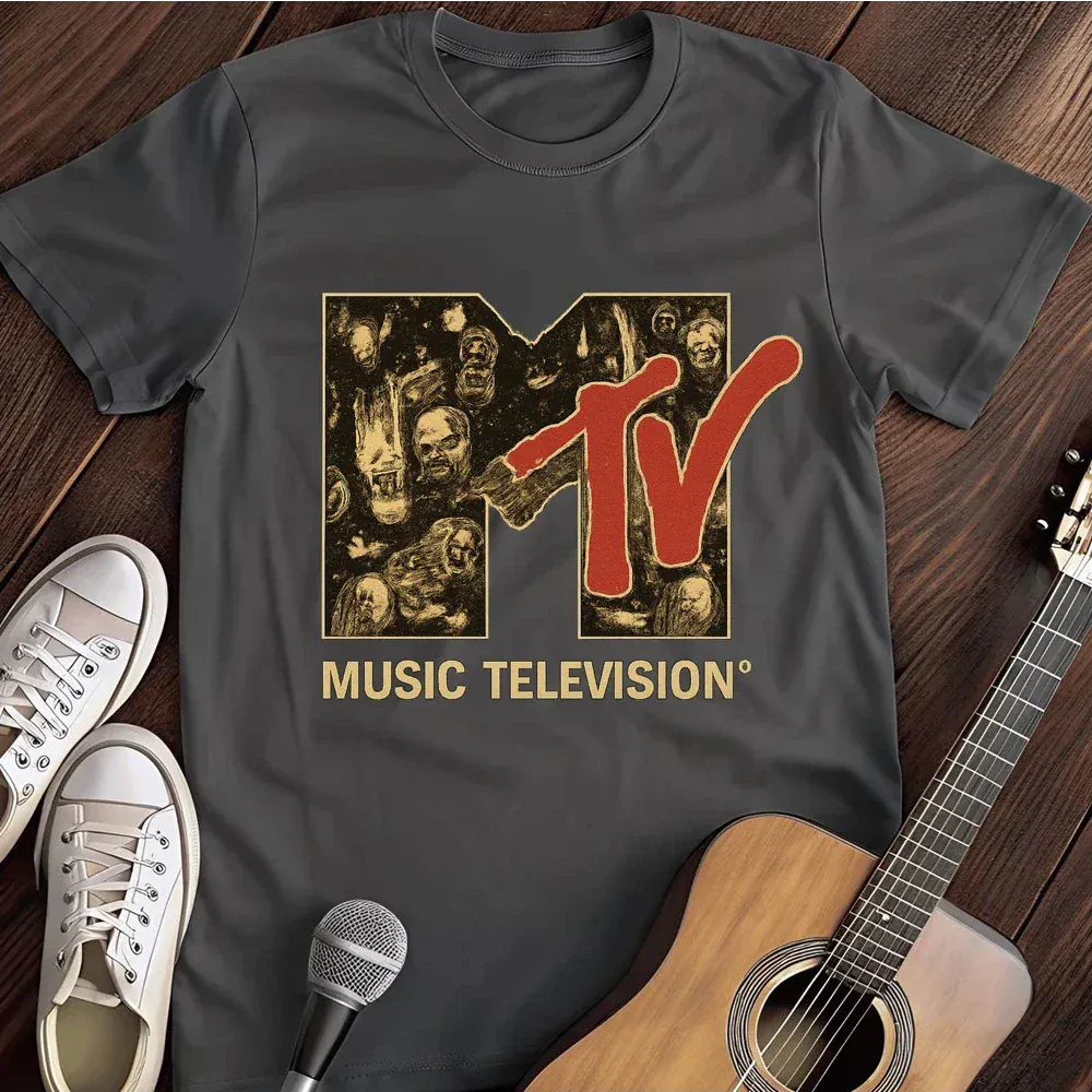 Printify T-Shirt Dark Heather / S Mtv Logo Music Television T Shirt