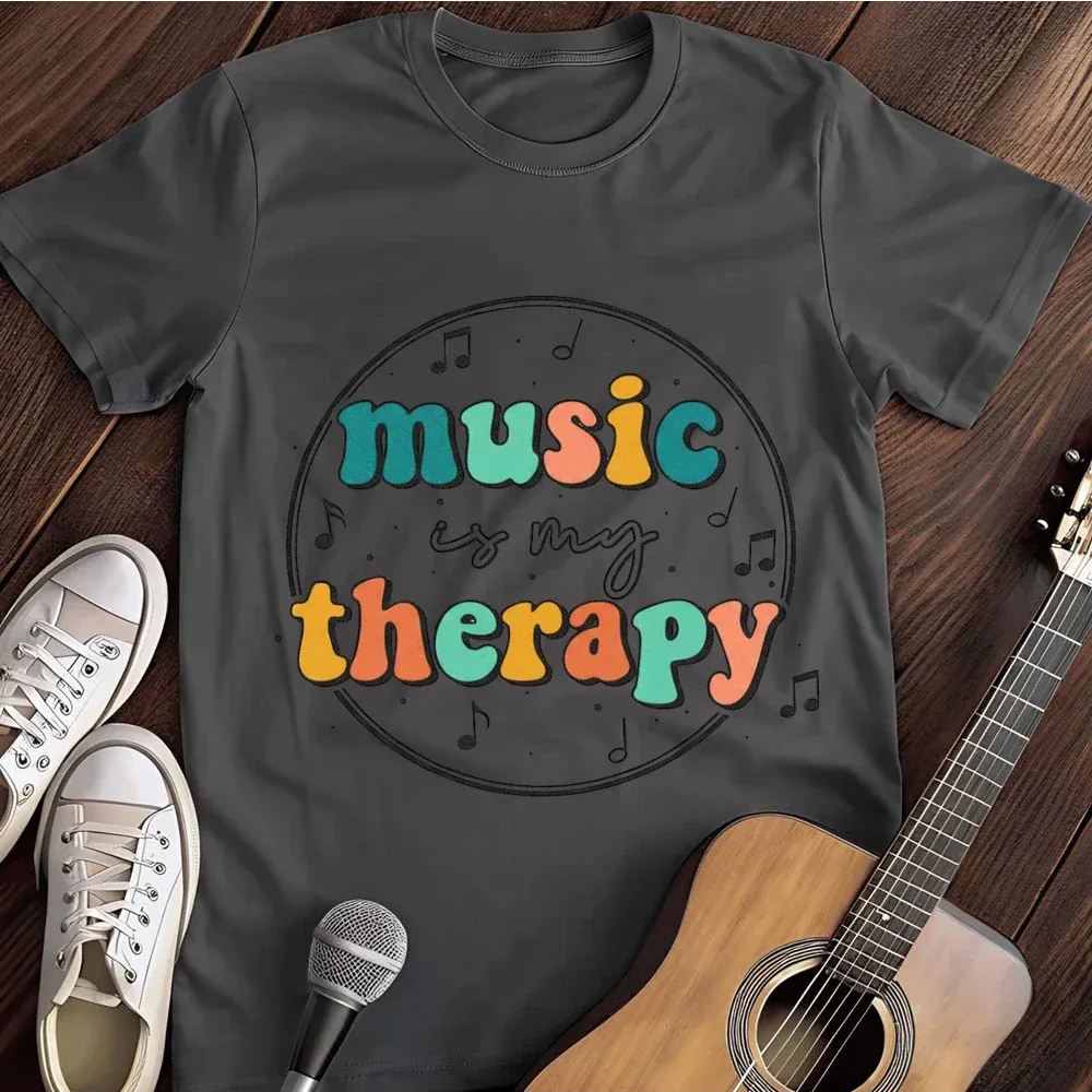 Printify T-Shirt Dark Heather / S Music Is My Therapy T Shirt
