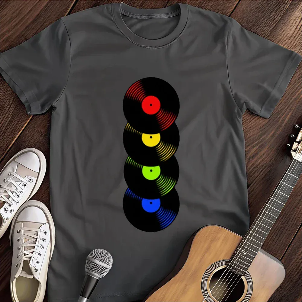 Printify T-Shirt Dark Heather / S Record Rainbow Vinyl Vibes T Shirt