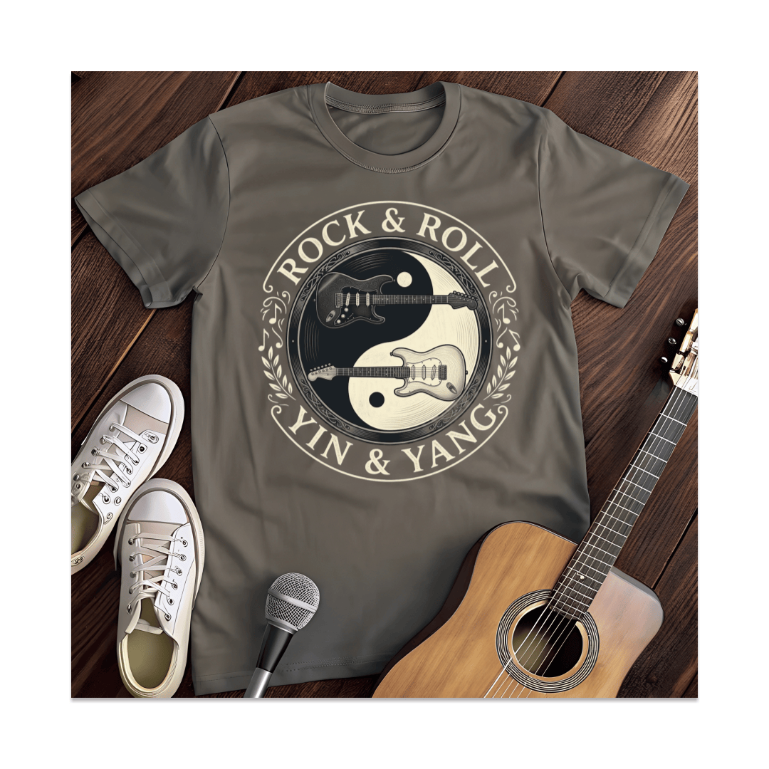 Printify T-Shirt Dark Heather / S Rock & Roll Guitar Yin Yang T-Shirt