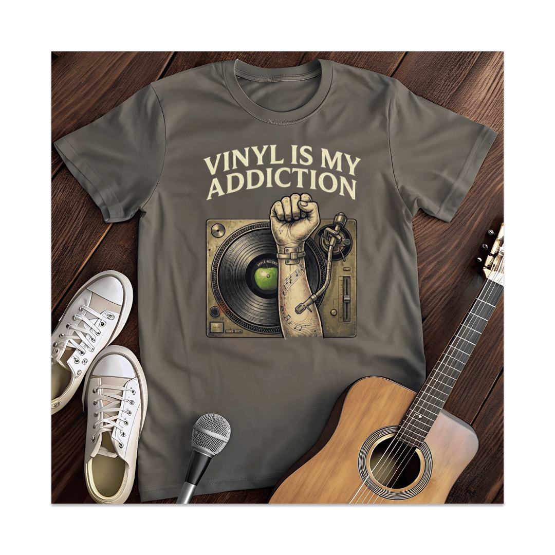 Printify T-Shirt Dark Heather / S Vinyl Is My Addiction T-Shirt
