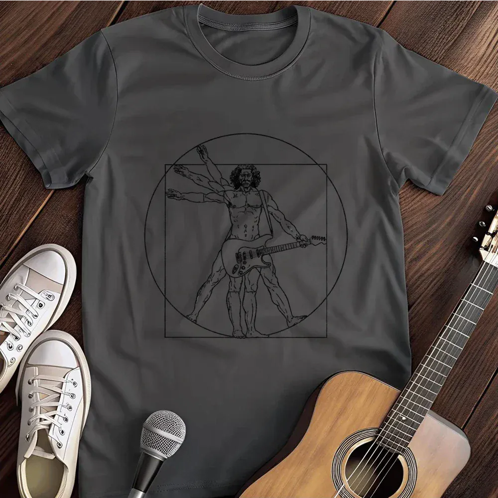 Printify T-Shirt Dark Heather / S Vitruvian Guitarist T Shirt