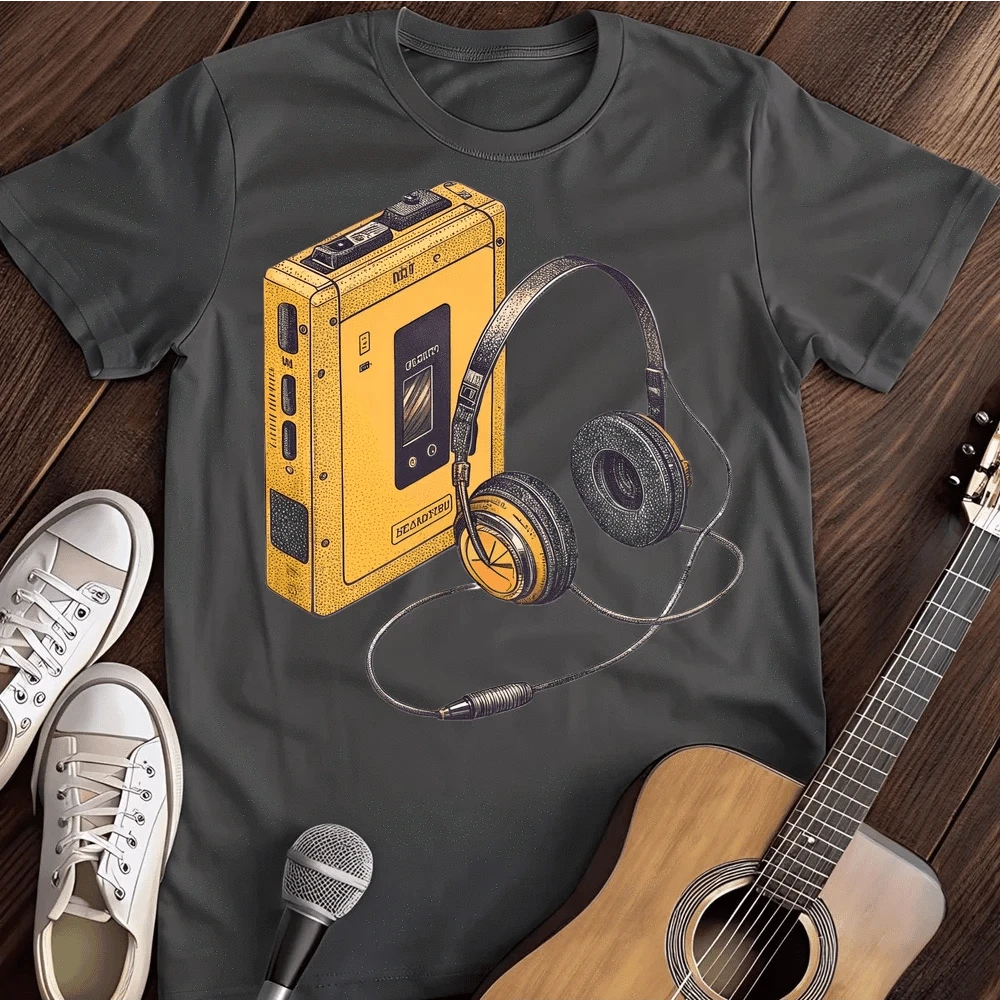 Printify T-Shirt Dark Heather / S Yellow Walkman T Shirt