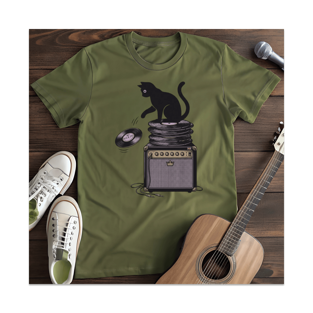 Printify T-Shirt Military Green / S Amp Cat T-Shirt