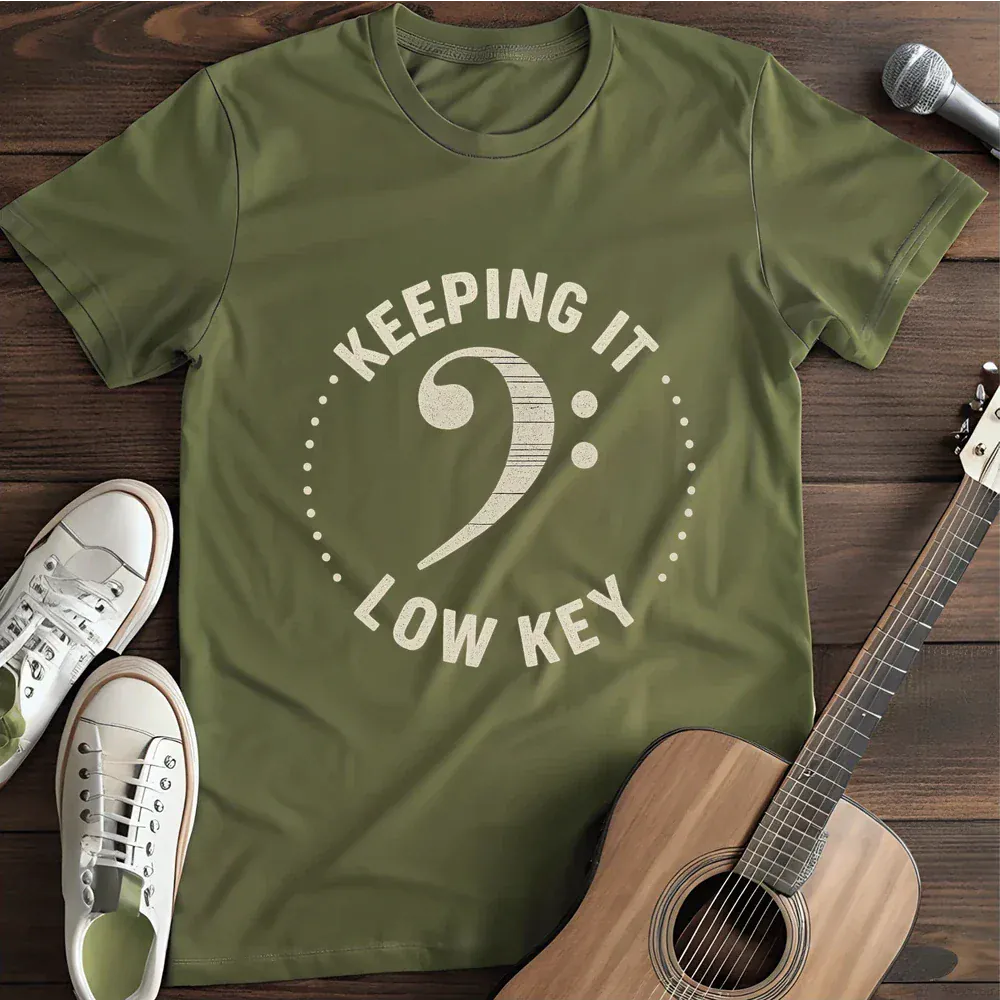 Printify T-Shirt Military Green / S Bass Clef Keeping It Low Key T Shirt