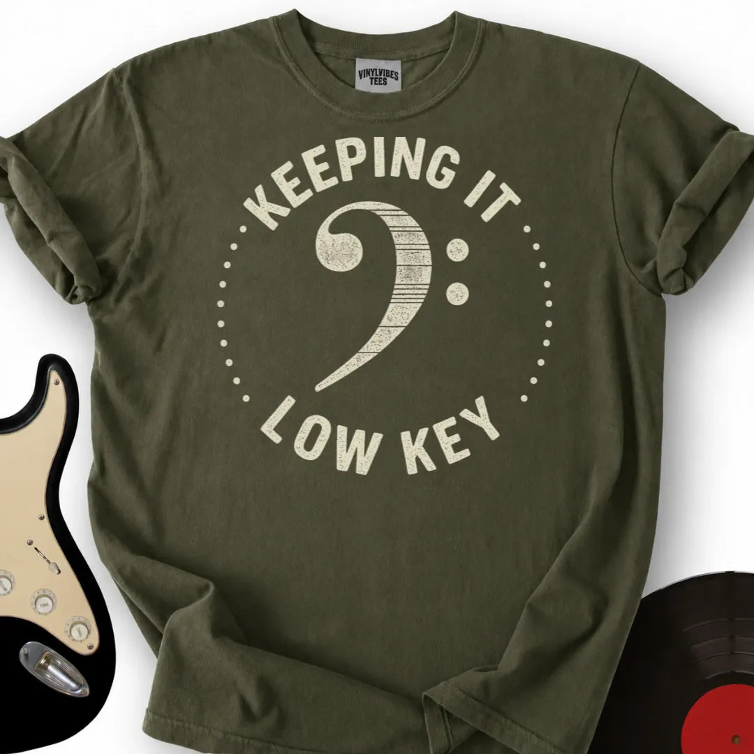 Printify T-Shirt Military Green / S Bass Clef Low Key T-Shirt