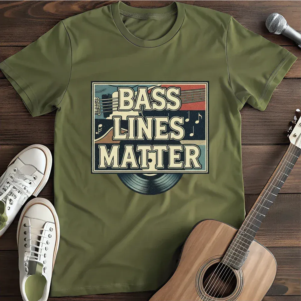 Printify T-Shirt Military Green / S Bass Lines Matter T Shirt