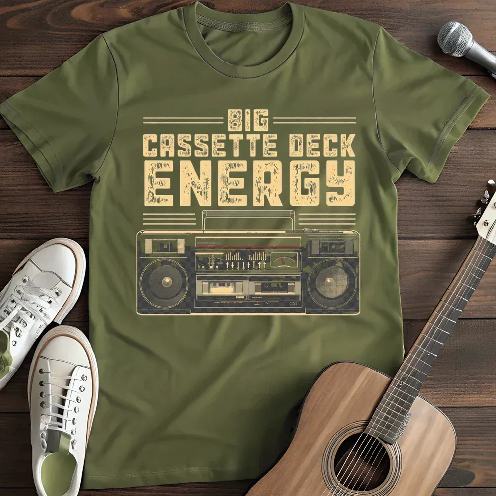 Printify T-Shirt Military Green / S Big Cassette Deck Energy T Shirt
