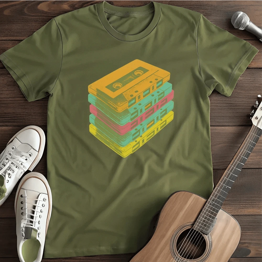 Printify T-Shirt Military Green / S Casettes T Shirt