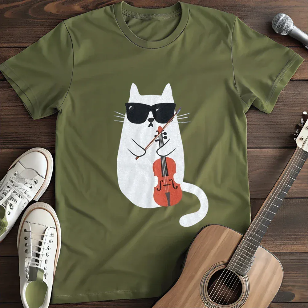 Printify T-Shirt Military Green / S Classical Cat T Shirt