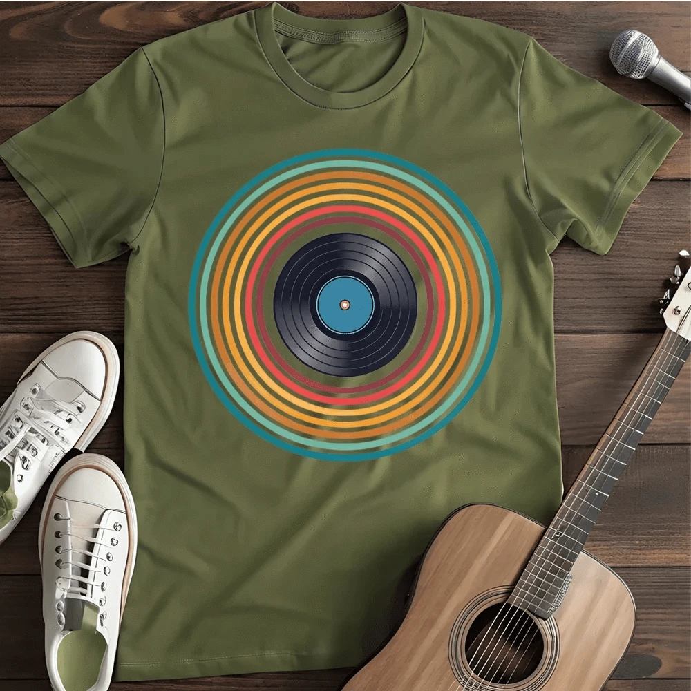 Printify T-Shirt Military Green / S Colorful Record T Shirt