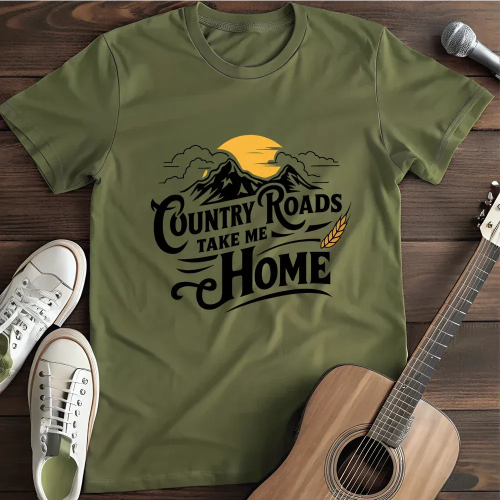 Printify T-Shirt Military Green / S Country Road T Shirt