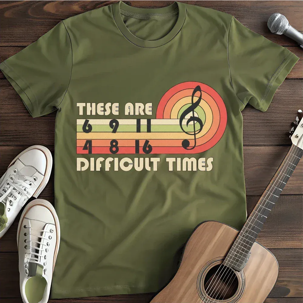 Printify T-Shirt Military Green / S Difficult Times T Shirt