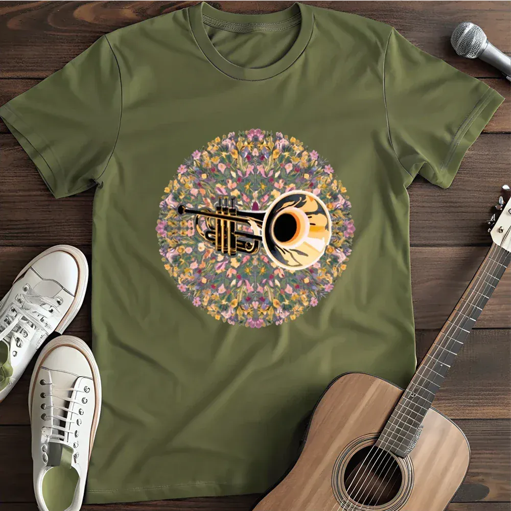 Printify T-Shirt Military Green / S Flowery Trumpet Licks T Shirt