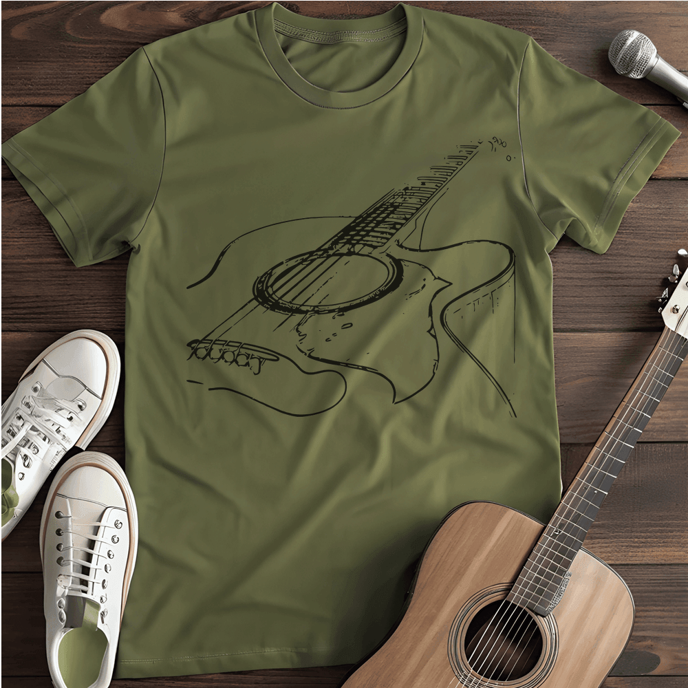 Printify T-Shirt Military Green / S Guitar Silhouette T-Shirt