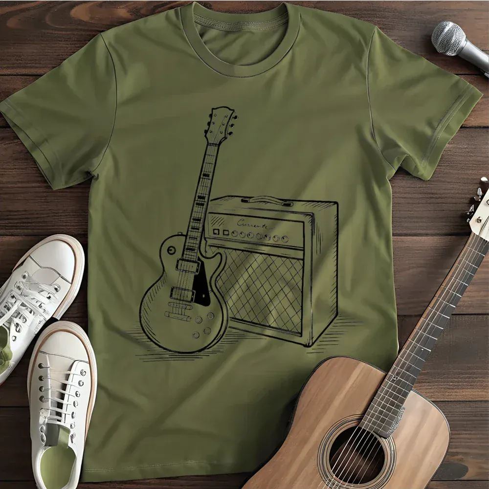 Printify T-Shirt Military Green / S Guitar T Shirt