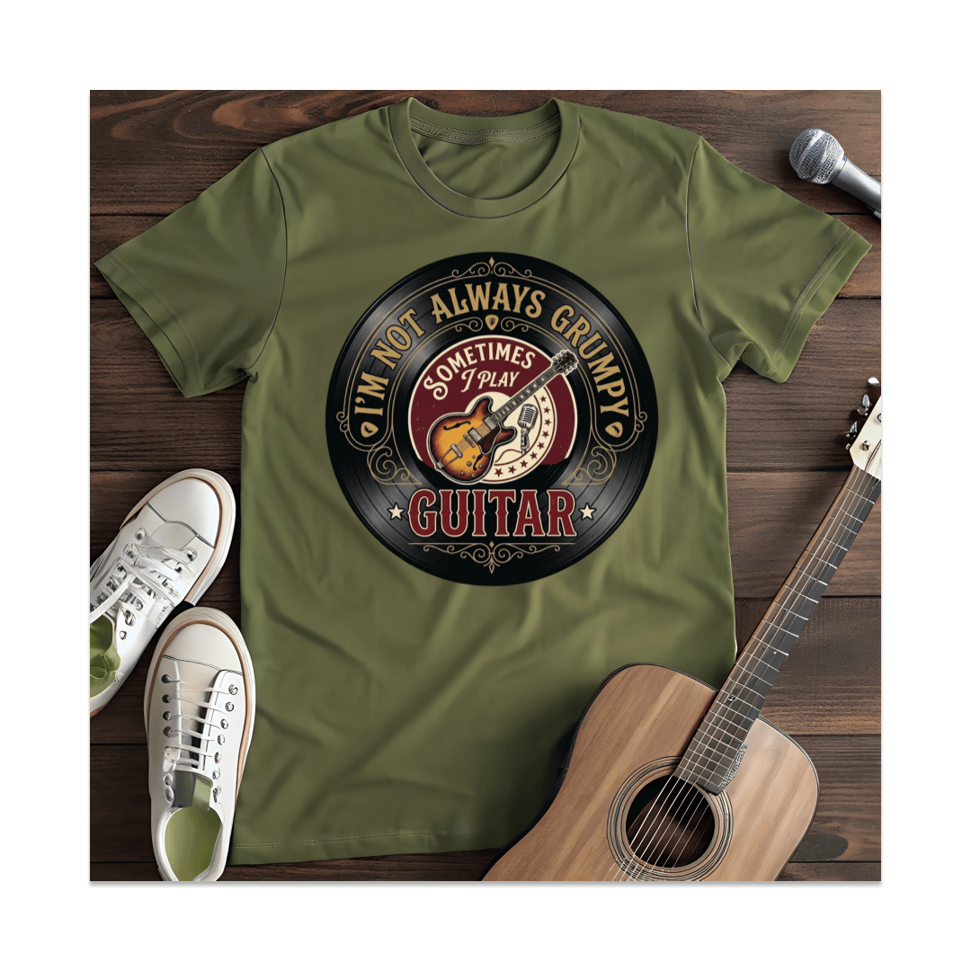 Printify T-Shirt Military Green / S I'm Not Always Grumpy Sometimes I Play Guitar T-Shirt