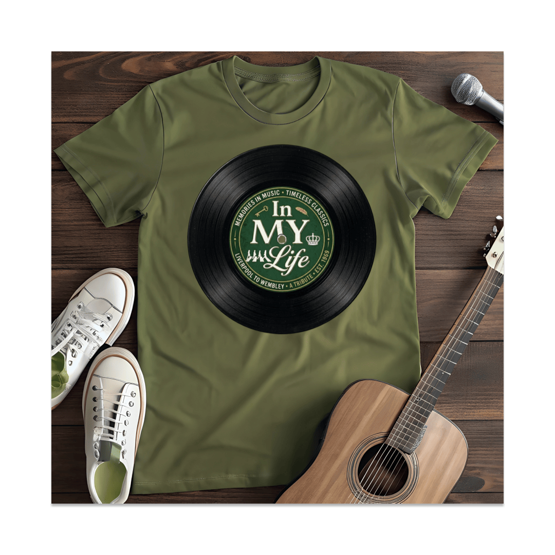 Printify T-Shirt Military Green / S In My Life Vinyl Record T-Shirt