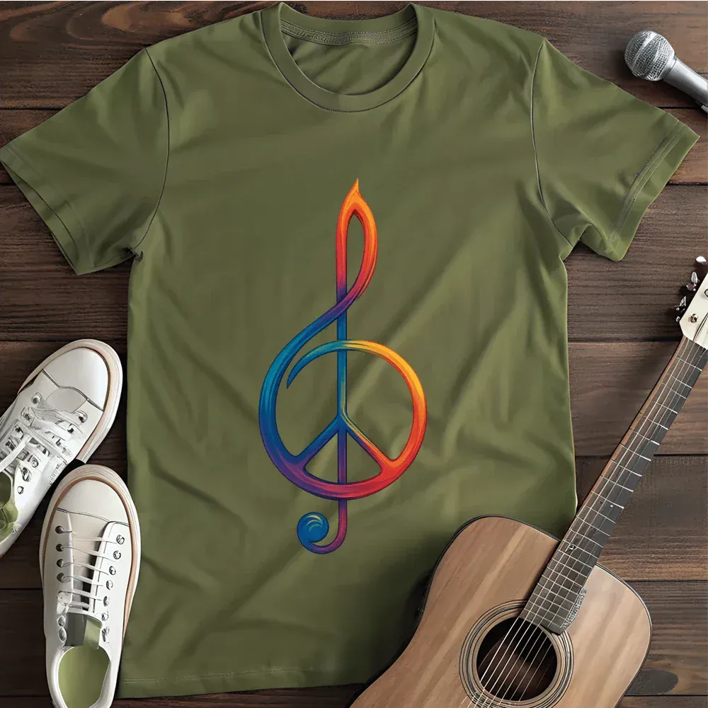 Printify T-Shirt Military Green / S Long Musical Note T Shirt
