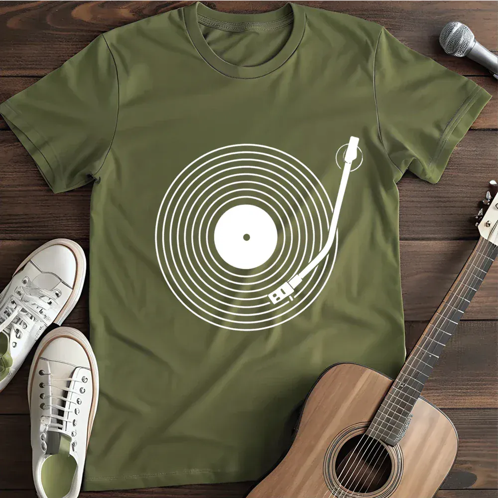 Printify T-Shirt Military Green / S Minimalist Record T Shirt