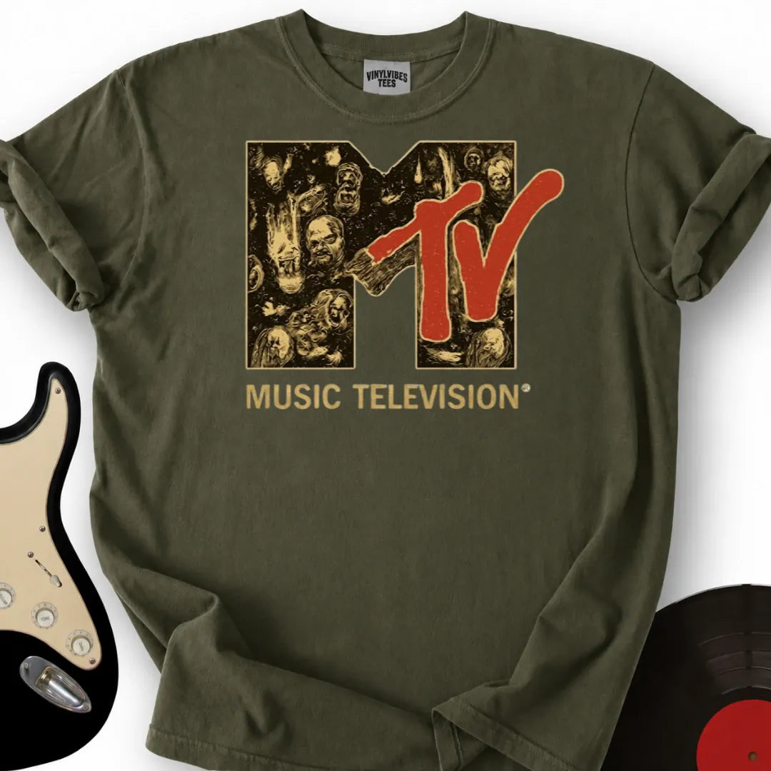 Printify T-Shirt Military Green / S Mtv Logo Music Television T-Shirt
