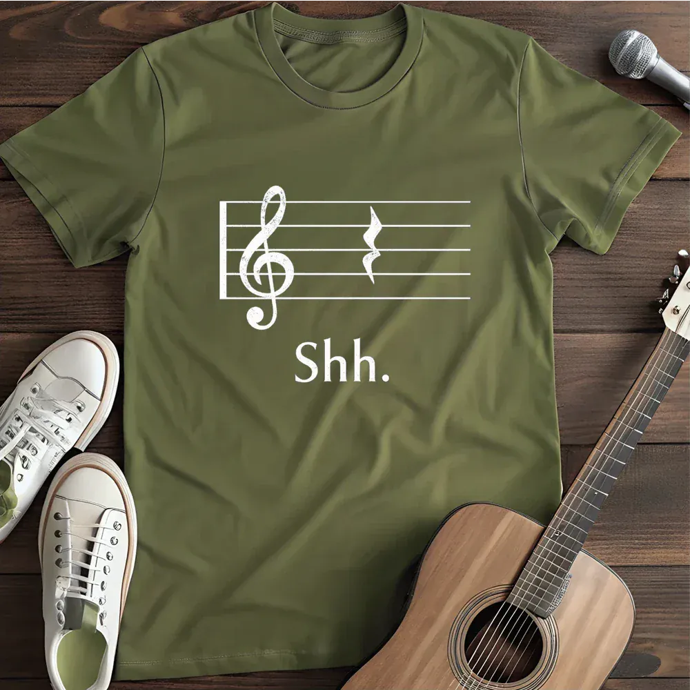 Printify T-Shirt Military Green / S Music Quarter Rest Fermata Shhhh T Shirt