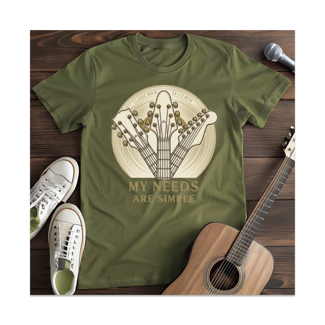 Printify T-Shirt Military Green / S My Needs Are Simple Classic Rock T-Shirt