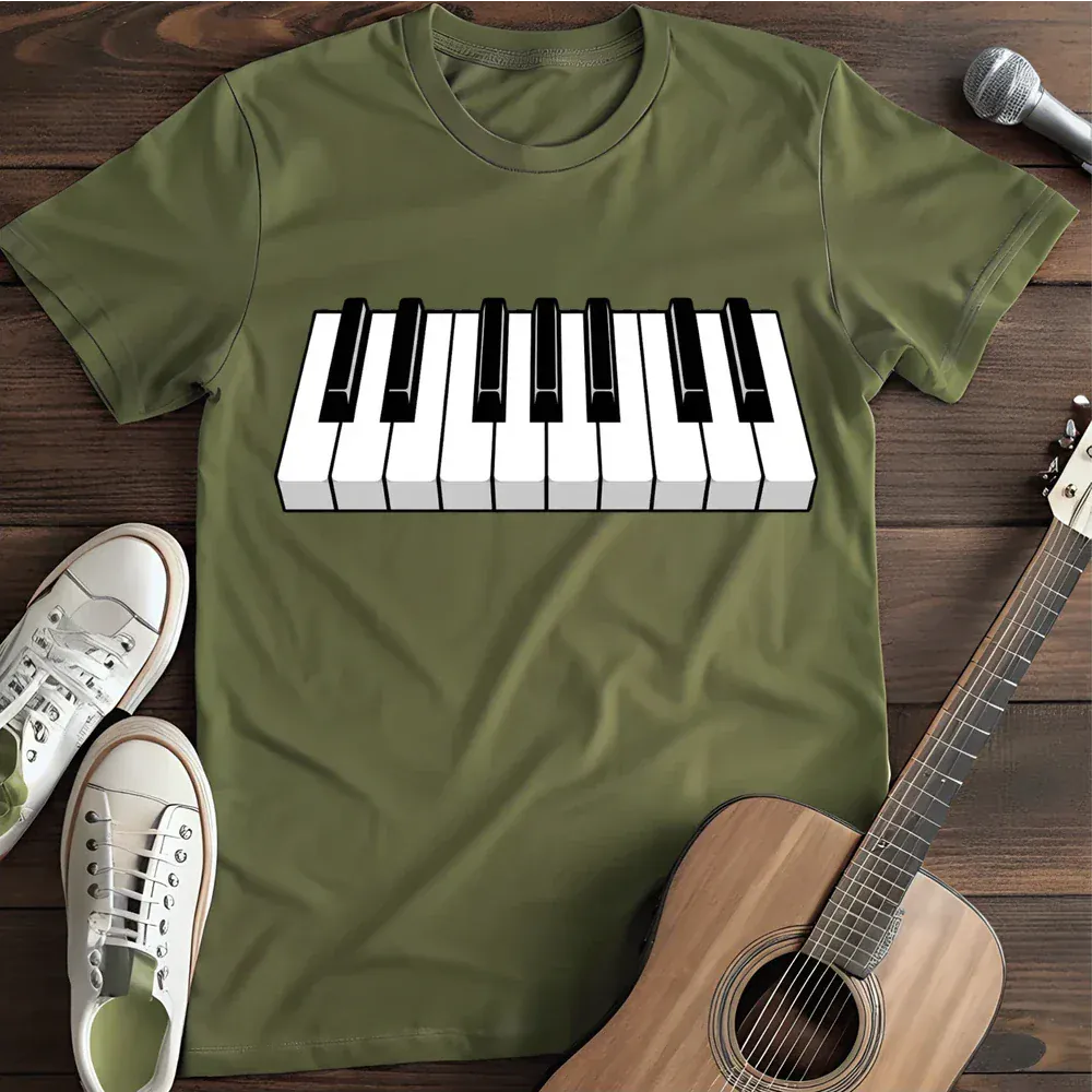 Printify T-Shirt Military Green / S Piano Keys T Shirt