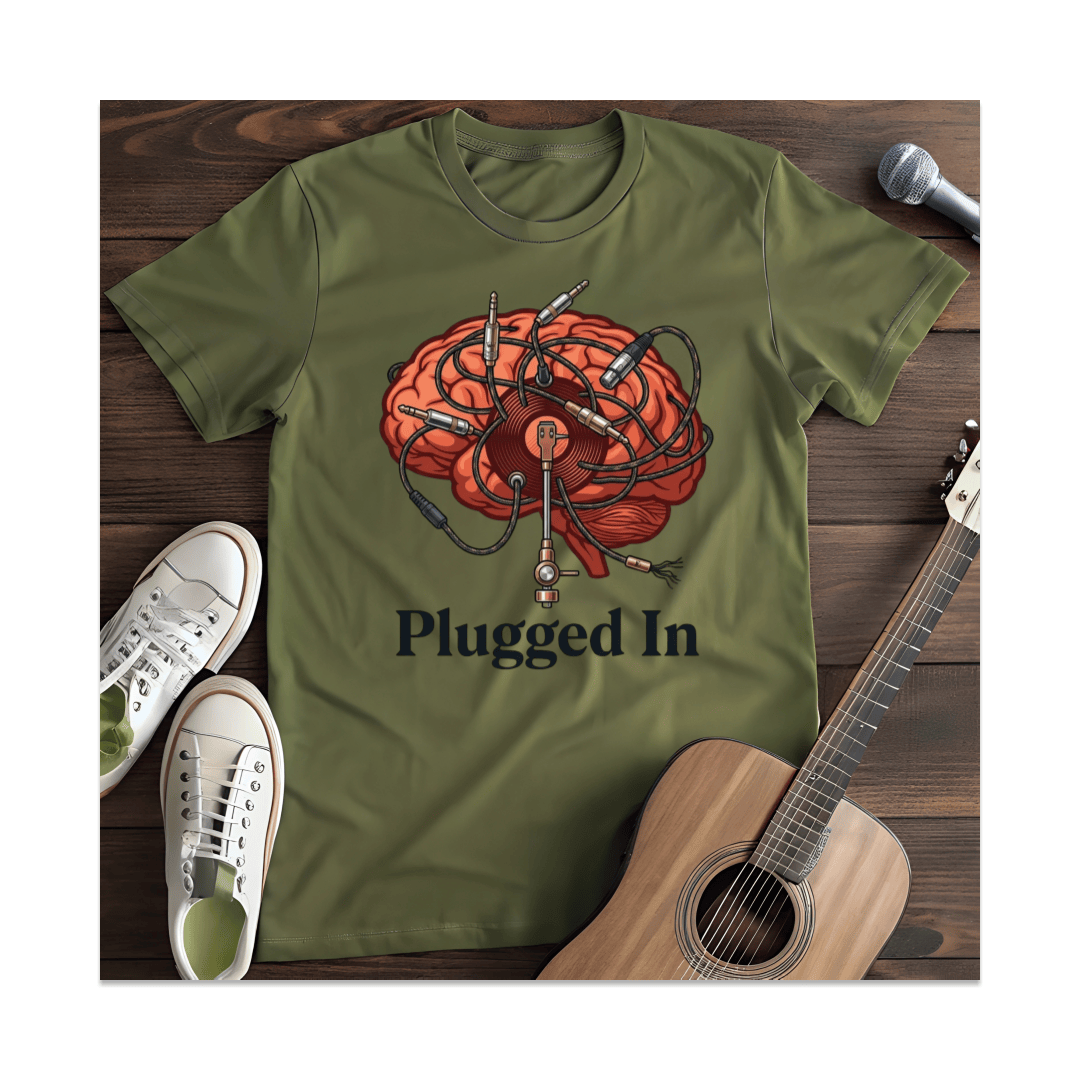 Printify T-Shirt Military Green / S Plugged In T-Shirt