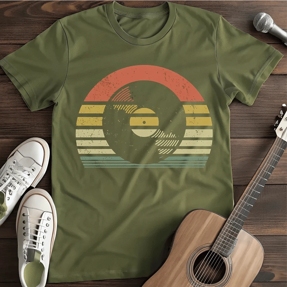 Printify T-Shirt Military Green / S Retro Sunset T Shirt
