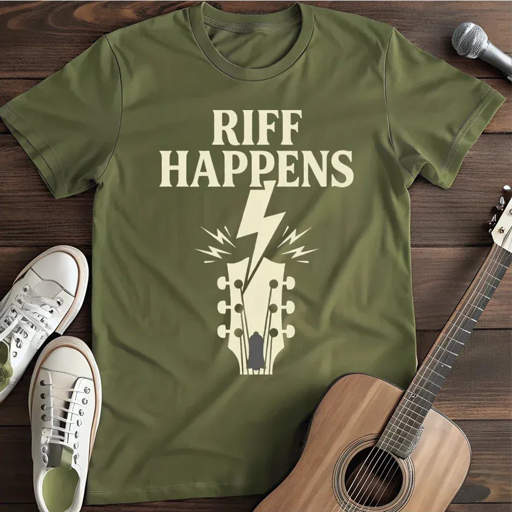 Printify T-Shirt Military Green / S Riff Happens T Shirt