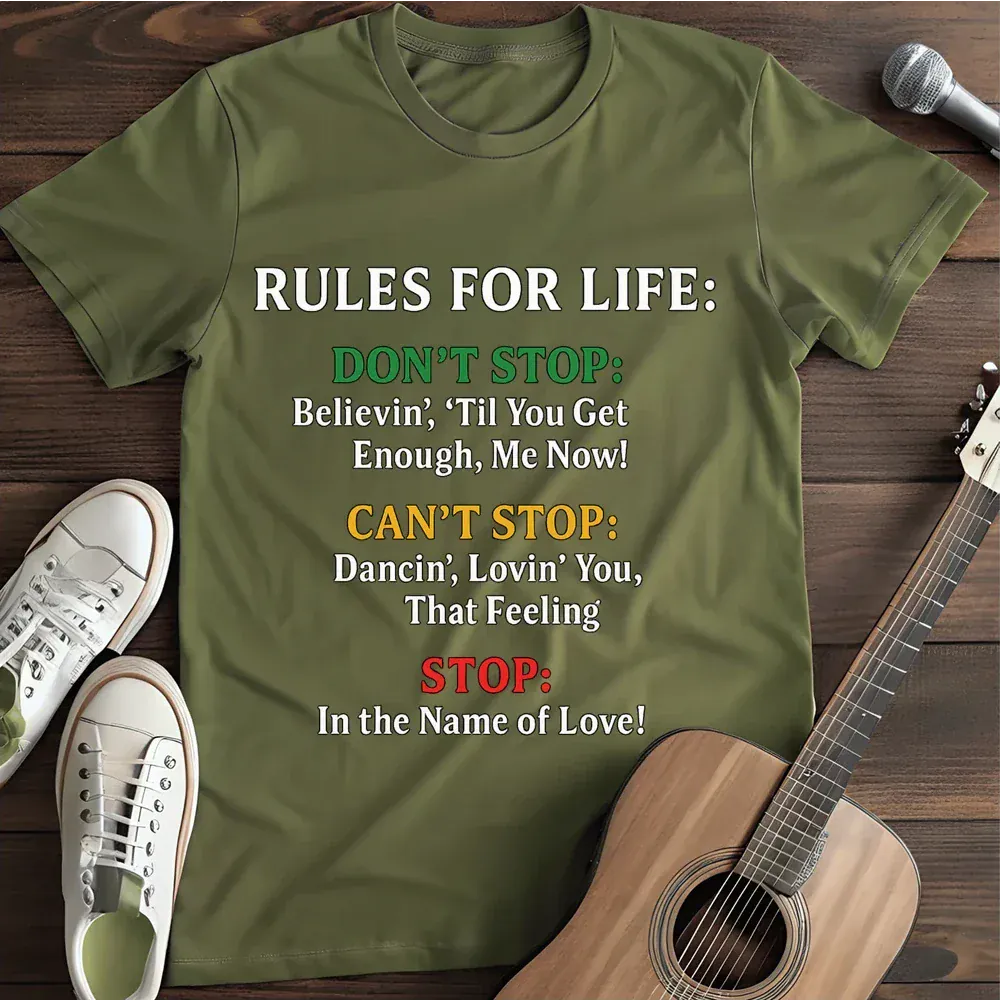 Printify T-Shirt Military Green / S Rules For Life T Shirt