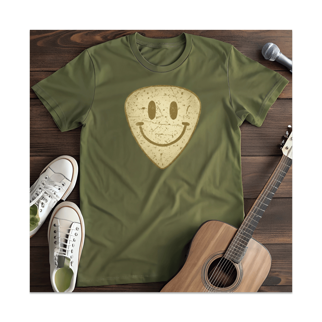 Printify T-Shirt Military Green / S Smiley Guitar Pick T-Shirt