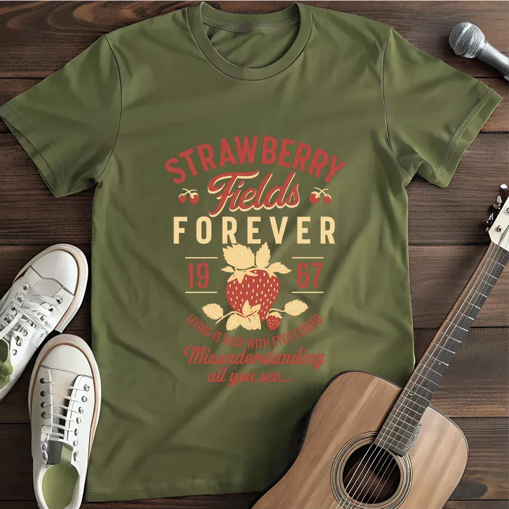 Printify T-Shirt Military Green / S Strawberry Fields T Shirt
