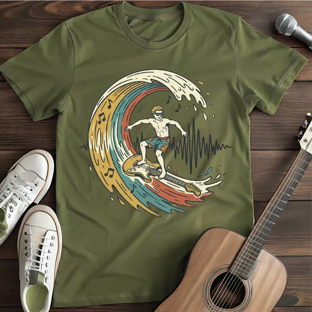 Printify T-Shirt Military Green / S Surf That Wave T Shirt