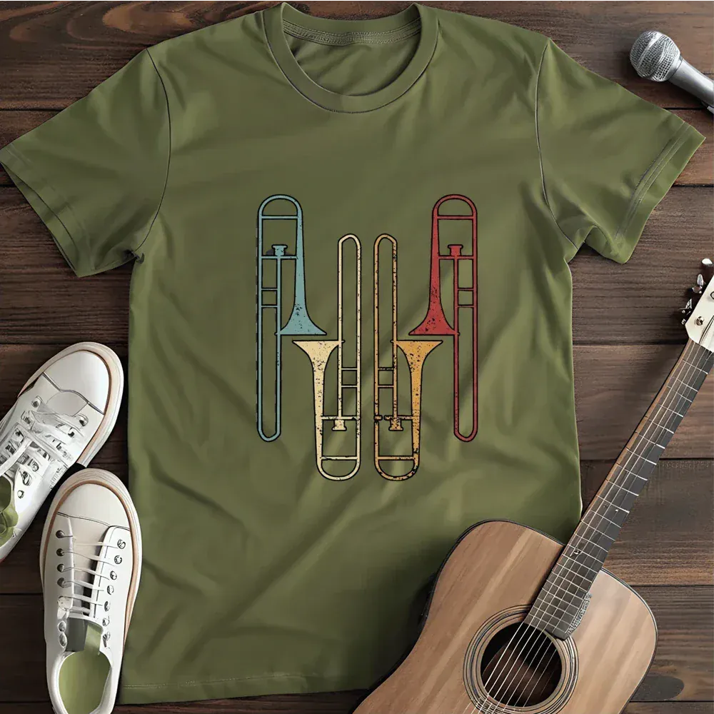 Printify T-Shirt Military Green / S Trombone Quartet T Shirt