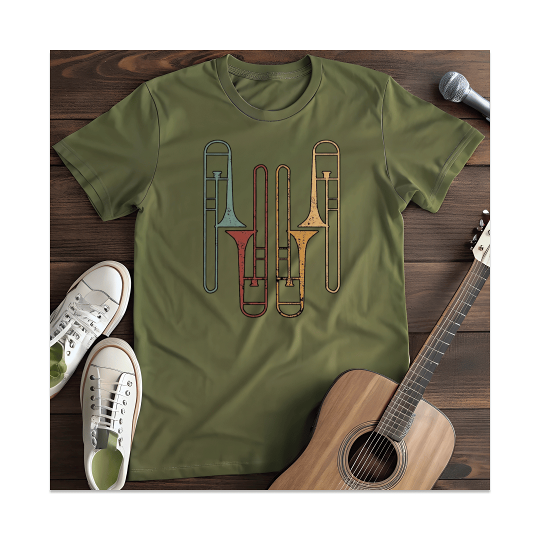 Printify T-Shirt Military Green / S Trombone Quartet T-Shirt