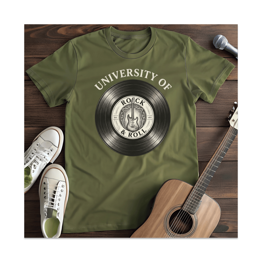 Printify T-Shirt Military Green / S University Of Rock & Roll T-Shirt