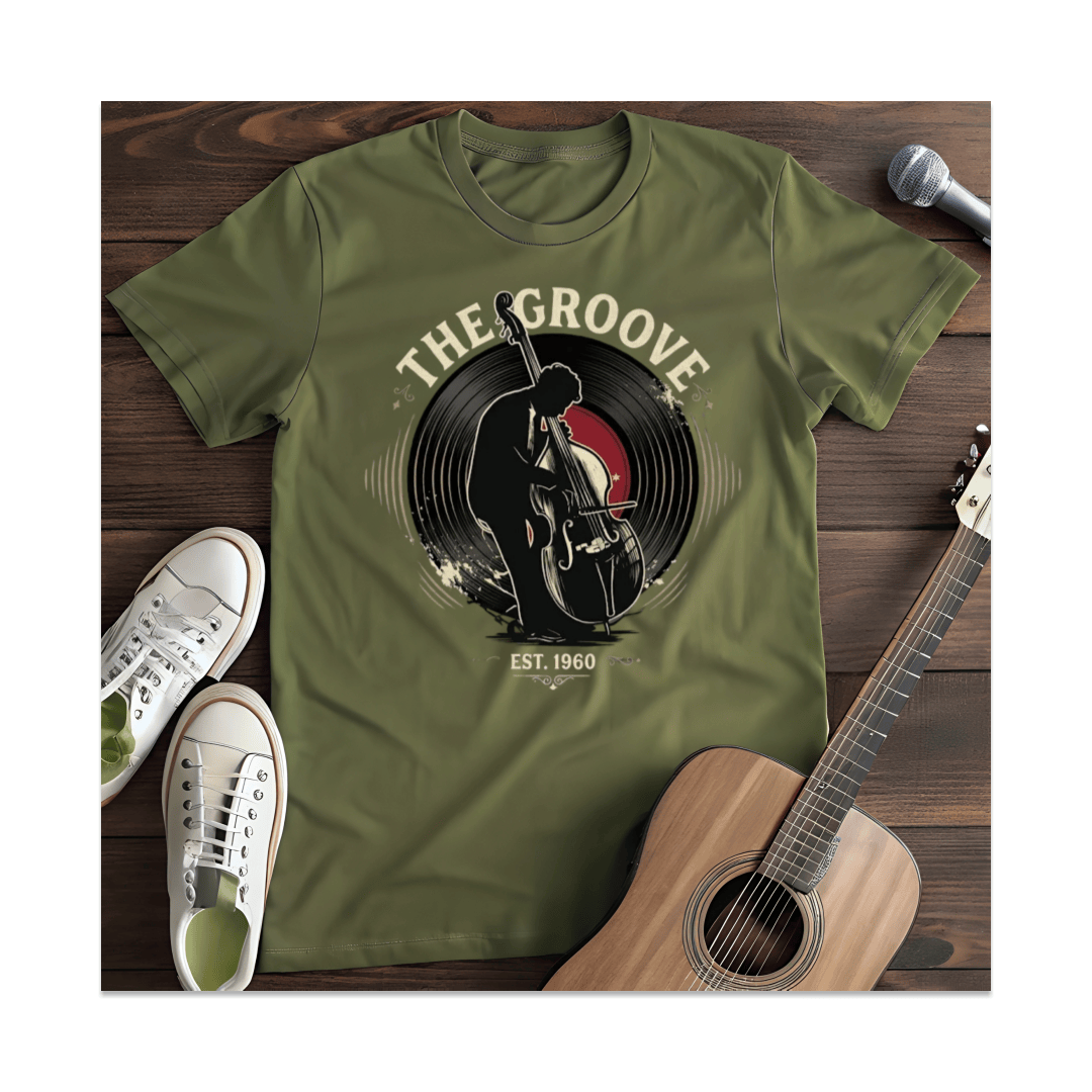 Printify T-Shirt Military Green / S Vintage Groove Bassist T-Shirt