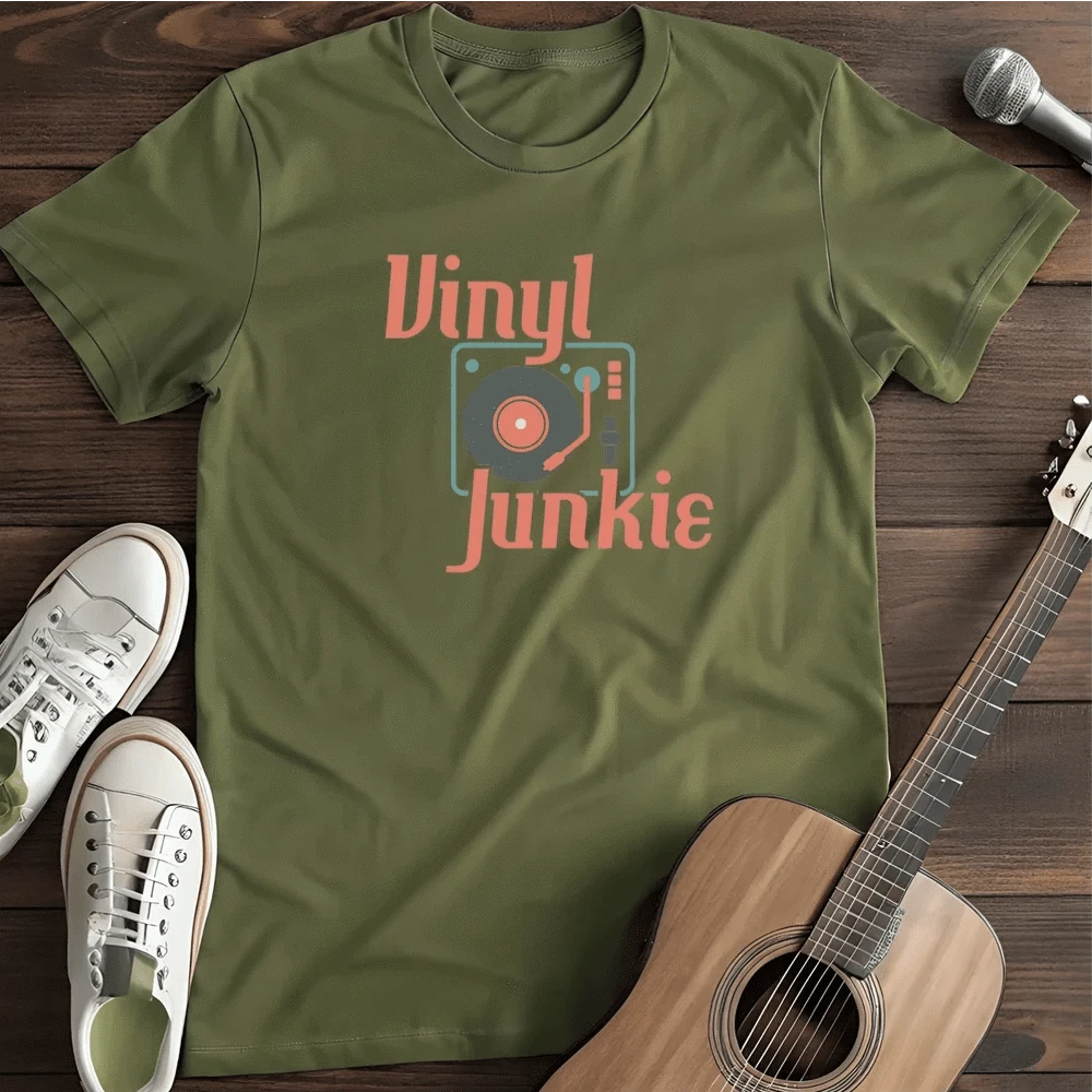 Printify T-Shirt Military Green / S Vinyl Junkies T Shirt