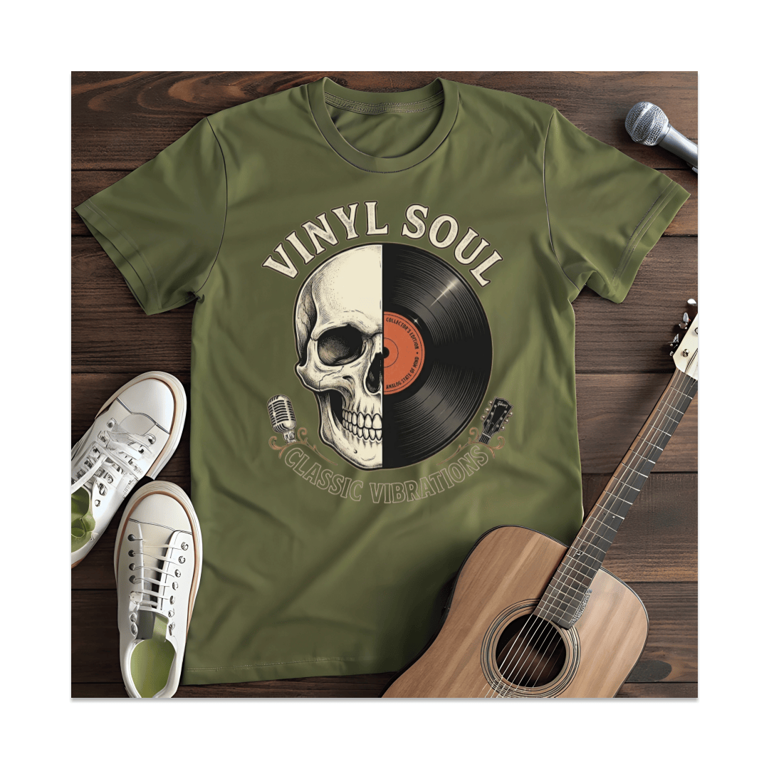 Printify T-Shirt Military Green / S Vinyl Soul Classic Vibrations T-Shirt