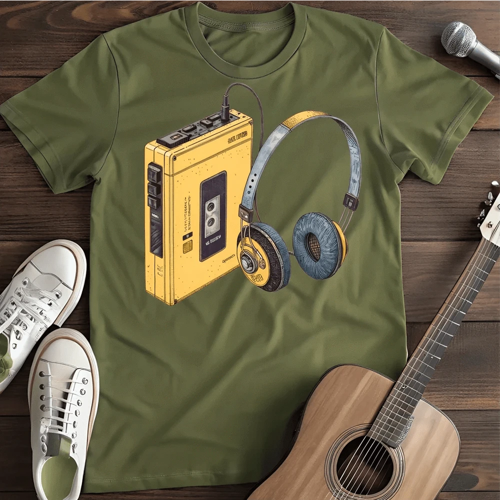 Printify T-Shirt Military Green / S Walkman T Shirt